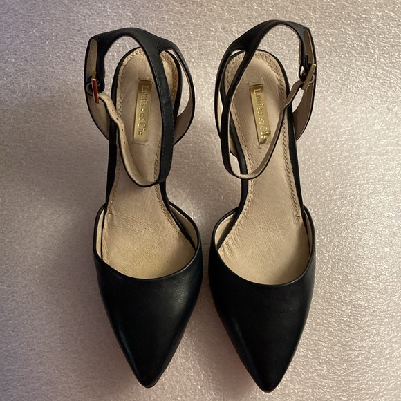 NWOT - Louise et Cie Marine Blue Ankle Strap Leather Heel Shoes - Sz 6.5M/36.5* - Picture 4 of 16